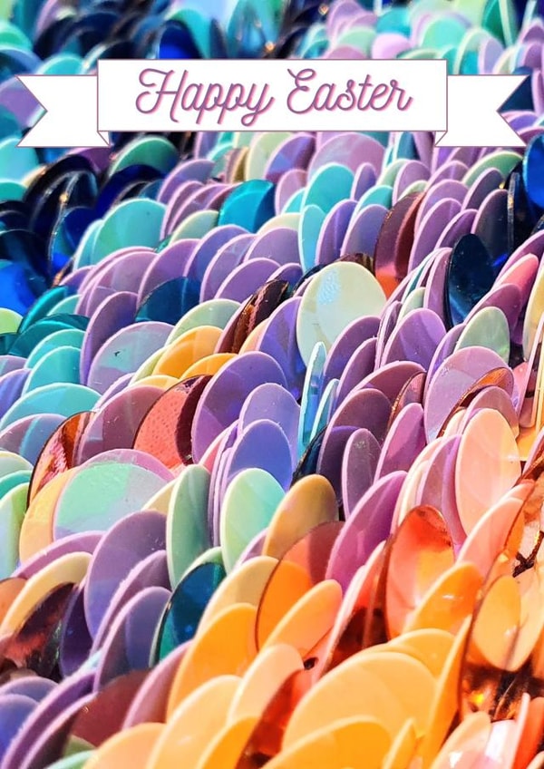 Pretty pastel sequins of spring colours- Happy Easter Banner created by Taking Time with Tasha