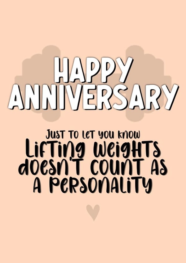 Cheeky Anniversary Card - Gym Bro - Not a personality created by fyou cards