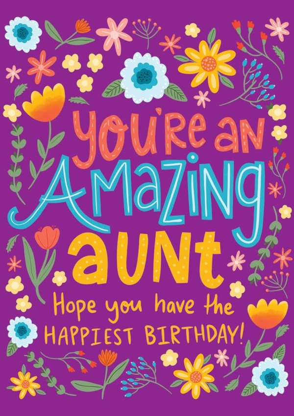 Pretty Birthday Card - Floral - Amazing Aunt created by Fox Card Co