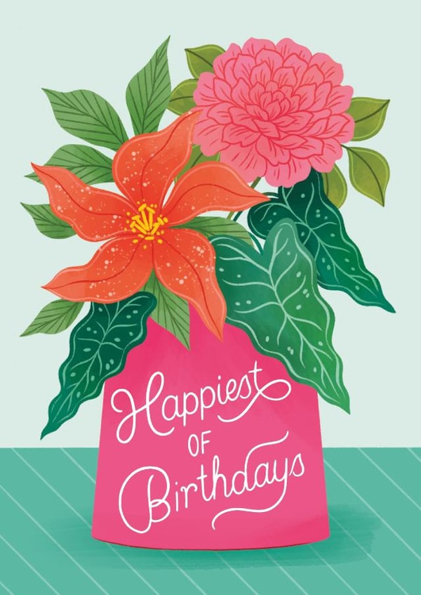 Pretty Birthday Card - with a vase full of flowers created by Ricicle Cards