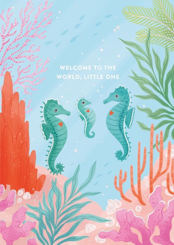 New Baby Card | Gender Neutral New Baby | Cute Baby | Under the Sea | Boy | Girl created by Ricicle Cards