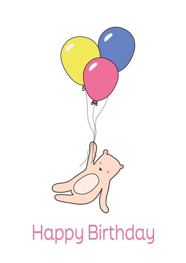 Cute Birthday Card - Bear Flying with Balloons created by Artisan Occasions