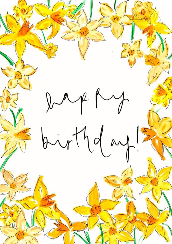 Pretty Birthday Card - Daffodil - Bright Yellow created by Bellynam Studio