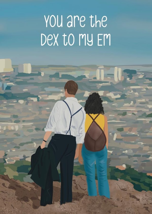 Cute Anniversary card - One day Netflix - Dex and Em created by Sarah Stephenson