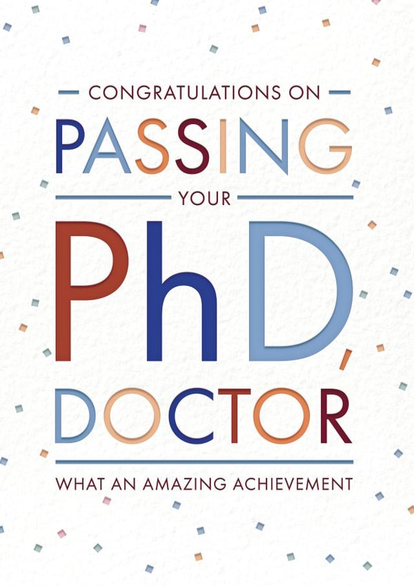 Classic Congratulations Card - Passing PhD - Typography created by Rebecca Prinn