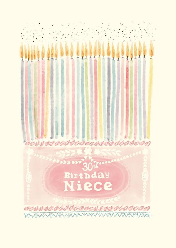 Vintage Birthday Card - Pretty Cake 30th - for niece created by Libby Howker
