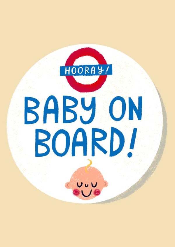 Cute London Tube Badge Pregnancy Card - Hooray! Baby on Board! created by @AimeeStevens.Design