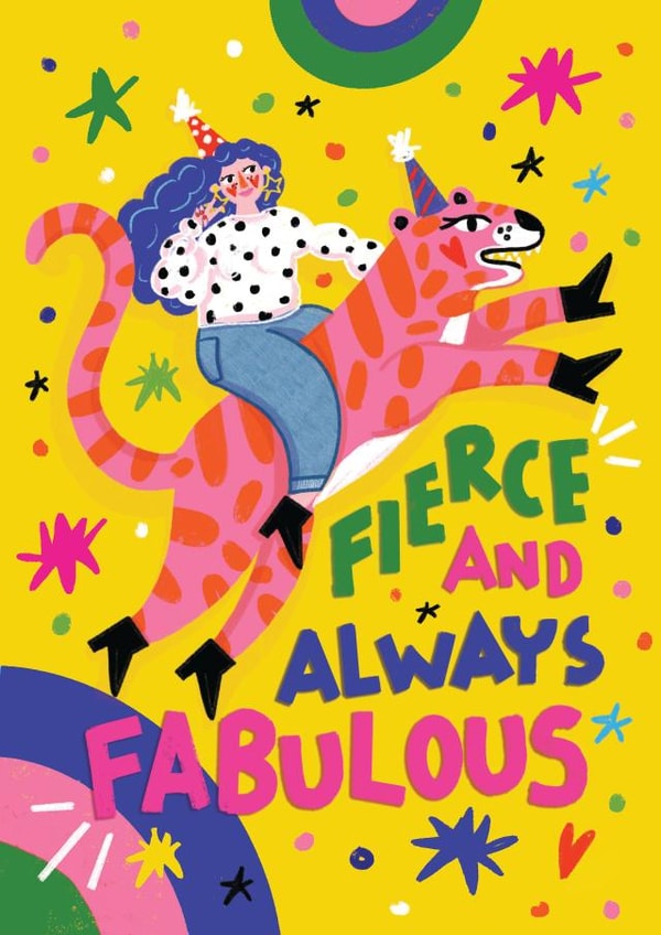 Cool Birthday Card - for your Fabulous Friend - She Is Fabulous created by NICHOLA COWDERY ILLUSTRATIONS 
