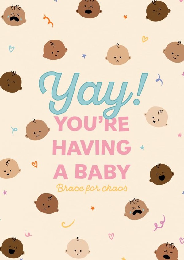Cute Pregnancy card - Moody Babies - Brace for Chaos created by Kamiya Chirodian