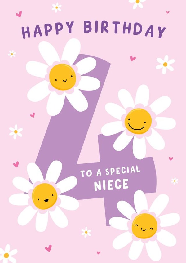 Daisies 4th Birthday Card - For Niece created by Macie Dot Doodles