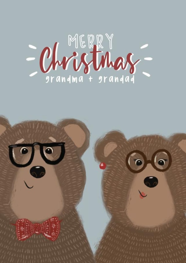 Cute bear Christmas grandma and grandad card | thortful