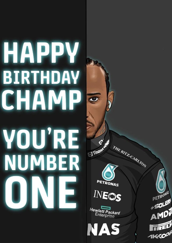Birthday Card - Funny & Sporty - For F1 Enthusiasts - Lewis Hamilton Tribute created by Lee Duffield