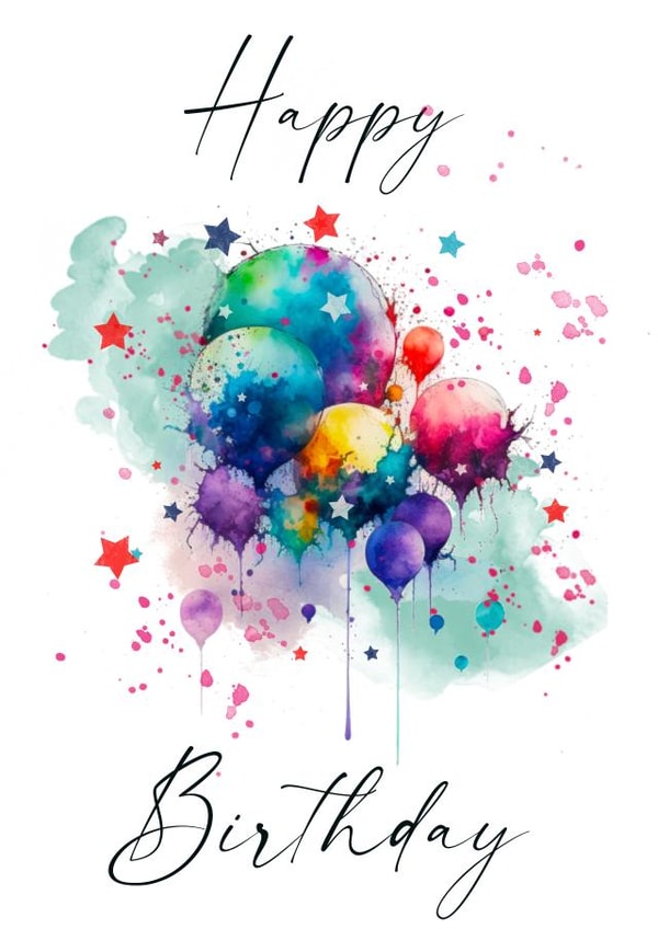Happy birthday card with balloons created by Unique Greeting Cards, Gifts & Stickers