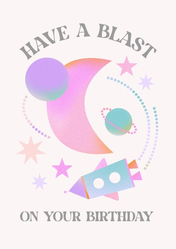 Space Themed Modern Birthday Card for Friends - Have a blast on your birthday created by Caryssa Jason