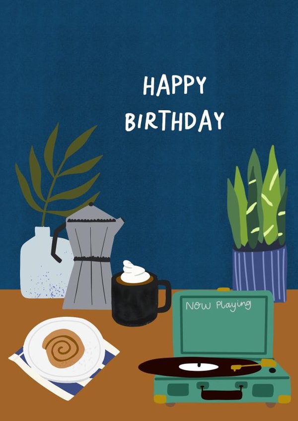 Cute Birthday Card - For Him - Lifestyle Illustration created by Pearl Studio