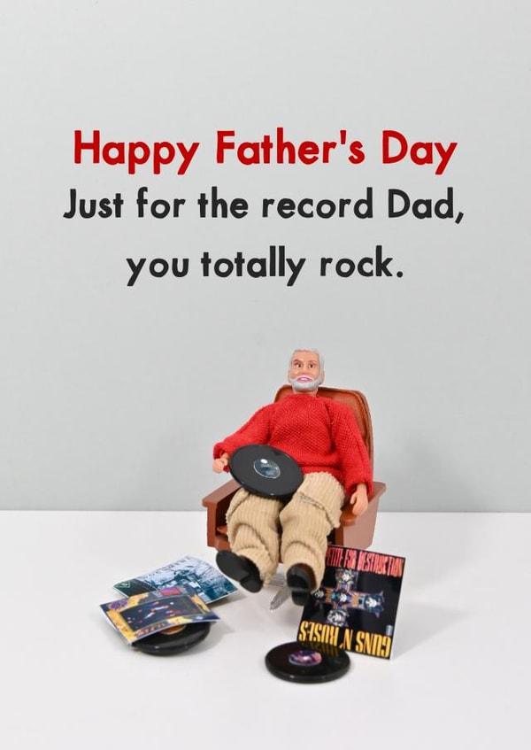 Punny Father's Day Card - For the Record Dad, You Rock created by Bold & Bright Cards