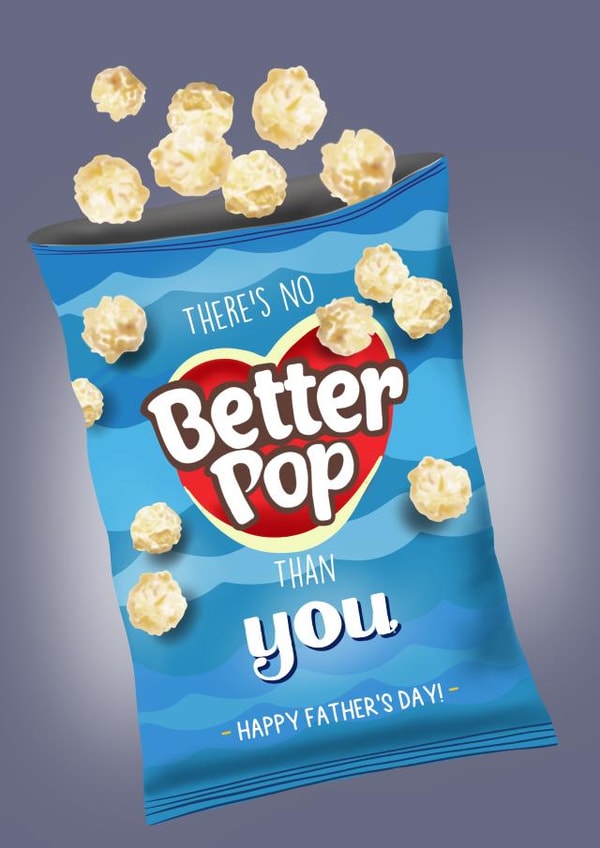 Cute Funny Food Father’s Day Card - Salted Popcorn - No Better Pop created by I Draw Stuff 