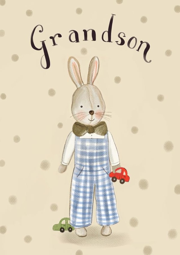 Grandson Bunny Card - Happy Birthday created by Love Lucy Illustration