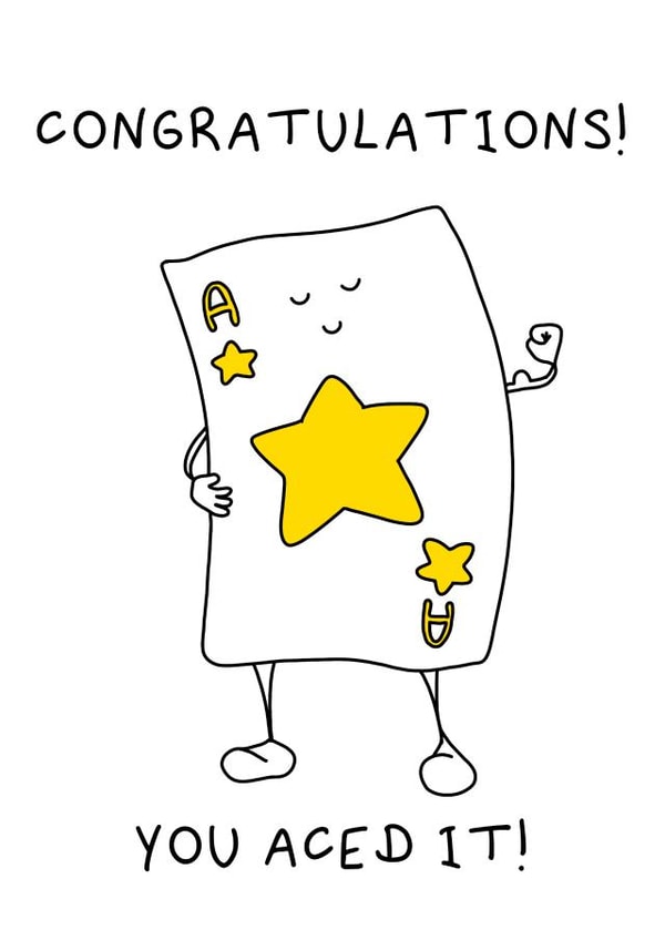 Cute Congratulations Card - Well Done - You Aced it created by Jenny Wren Designs