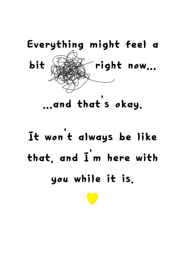 Sympathy Card For Young Person - Here With You - Yellow Heart created by size3art