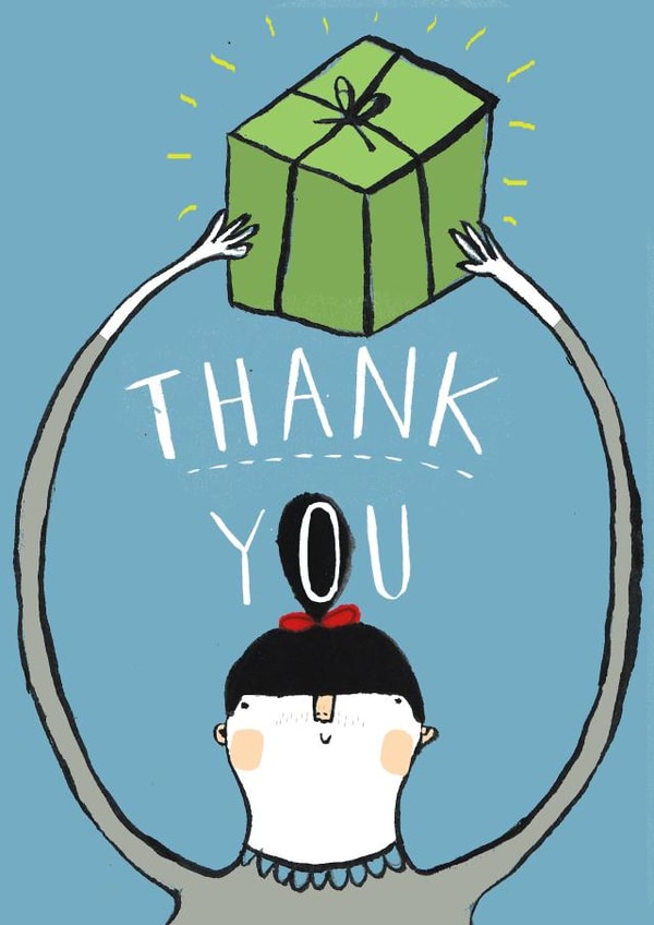 Cute Thank You Card - Girl with Present created by Emily Knight