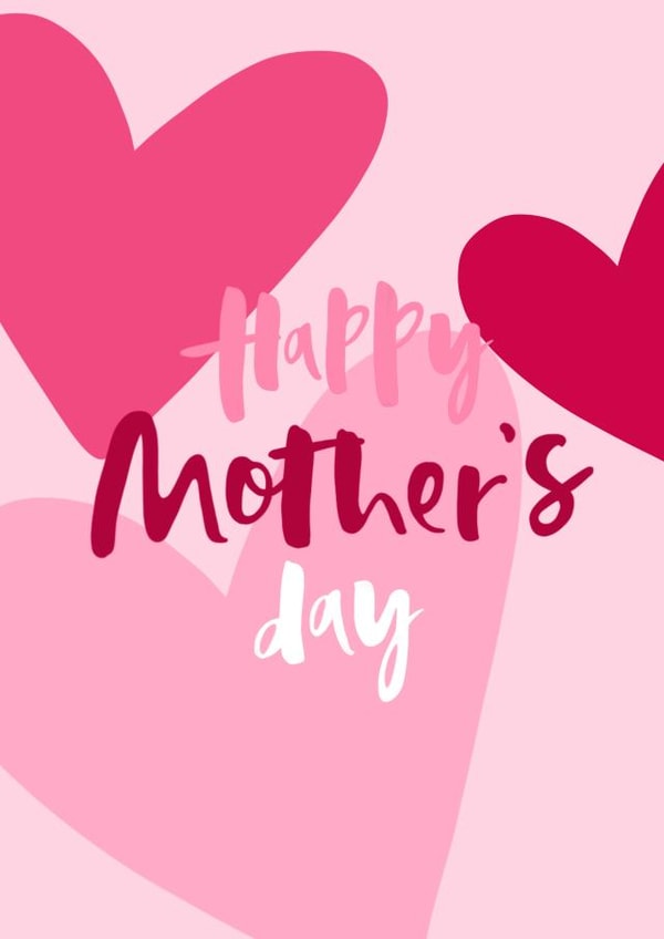 “Happy Mother’s Day” pink & red hearts cute, pretty card design created by Ciess Prints
