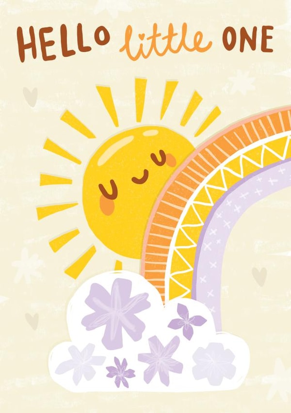 Cute New Baby Card - Sunshine and Rainbow created by Sarah-Anne Brown