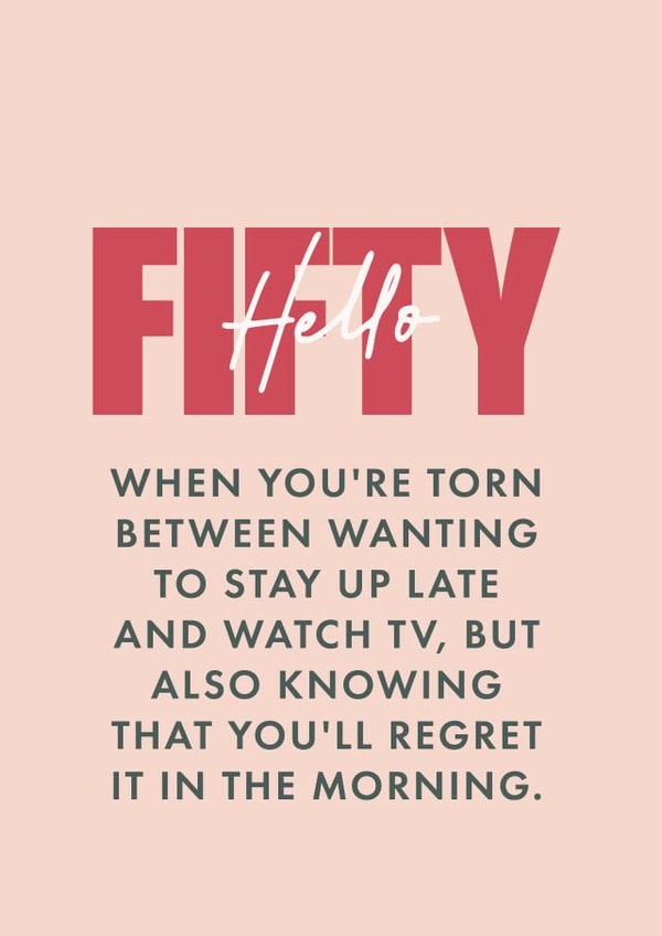 Funny 50th Birthday Card - Hello 50 created by Poppy Lane