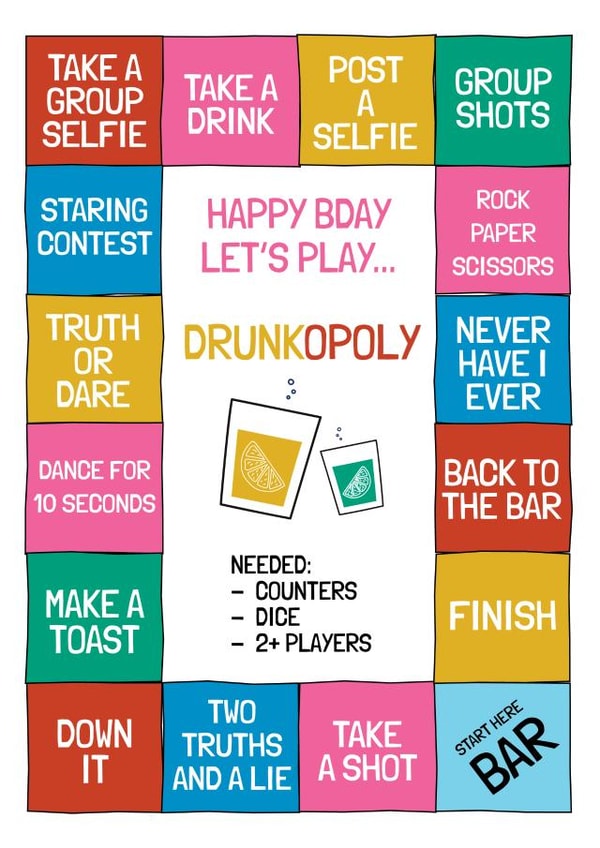 Interactive Birthday Game Card - Drunkopoly created by AbiGoLucky