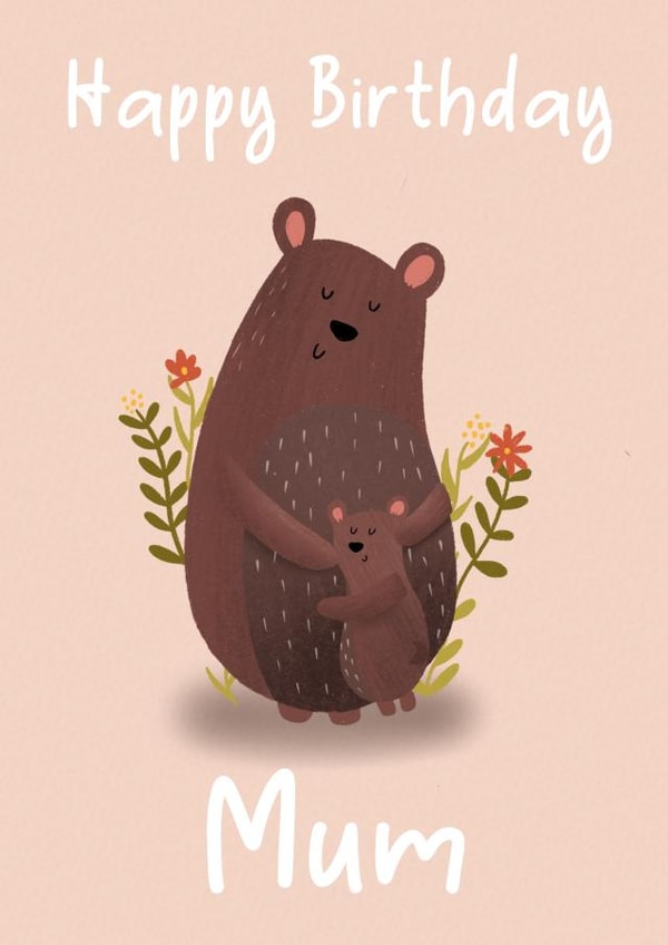 Cute Birthday Card - Mamma Bear Illustration - for Mum created by Hayley Warhurst Design