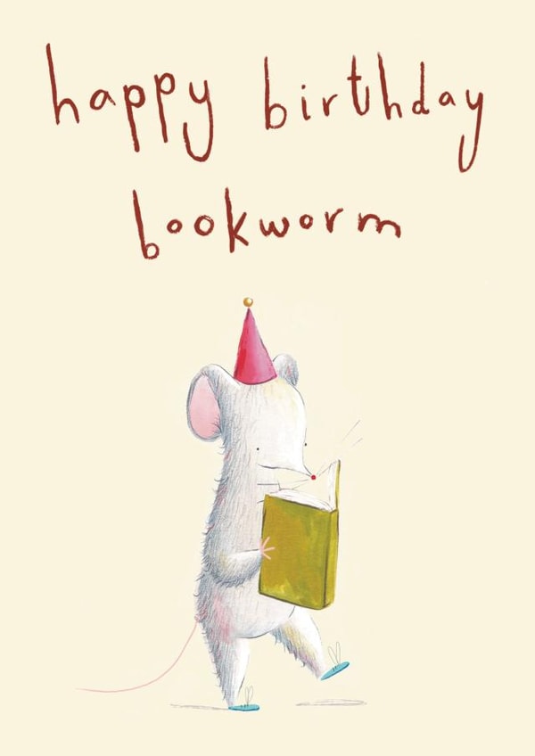 Cute Mouse Birthday Card - for the Bookworm in your Life created by Genevieve Aspinall
