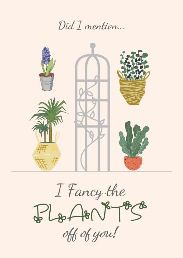 I Fancy the Plants Off You Funny Anniversary Card for Plant Loving Partners created by Toff London