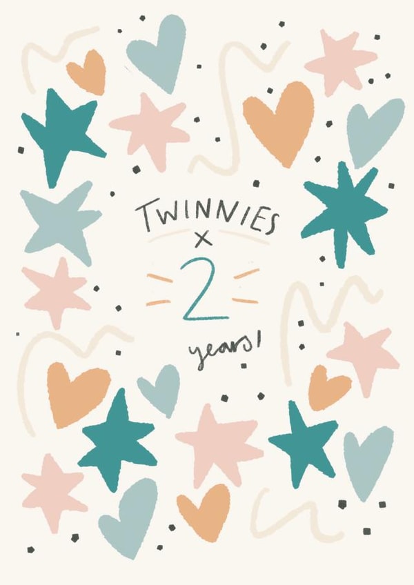 Cute Birthday Card - For 2-Year-Old Twins - Twinnies created by Nicola Scott