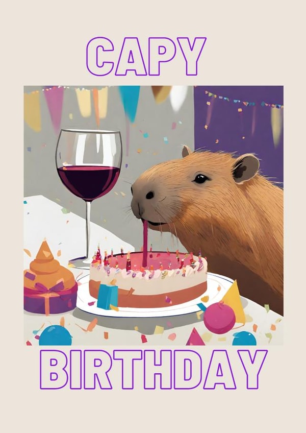 Capybara Birthday Card - Capy Birthday created by Hannah's Designs