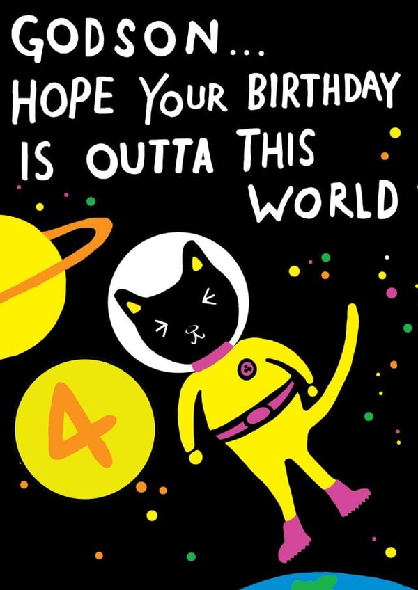 Cute Birthday Card - for 4 Year Old - Godson created by Earlybird