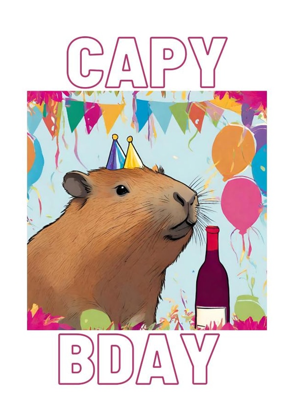 Capybara Birthday Card - Capy Bday created by Hannah's Designs