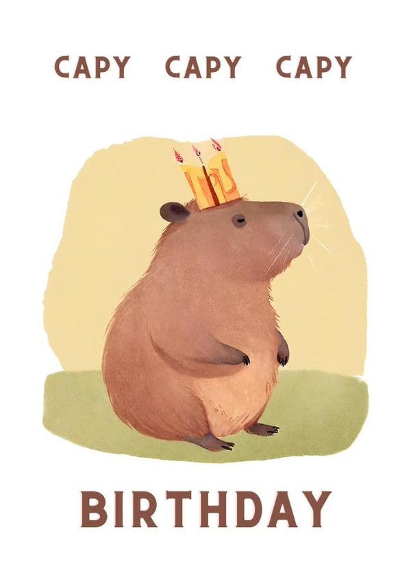 Capybara Birthday Card - Capy Capy Capy Birthday created by Hannah's Designs