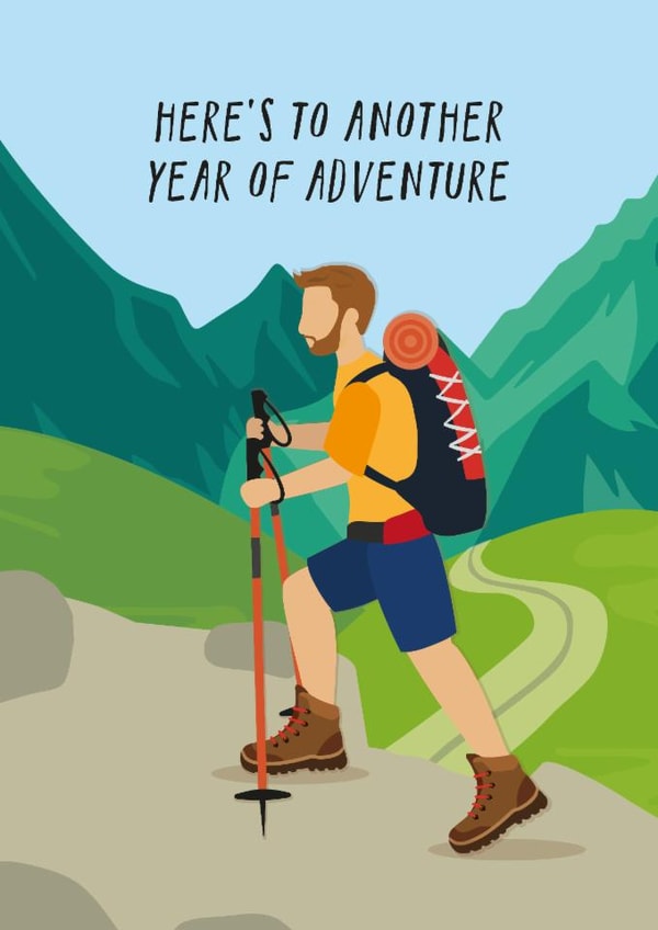 Funny Birthday Card - Hiking - For Him created by Helen Richmond