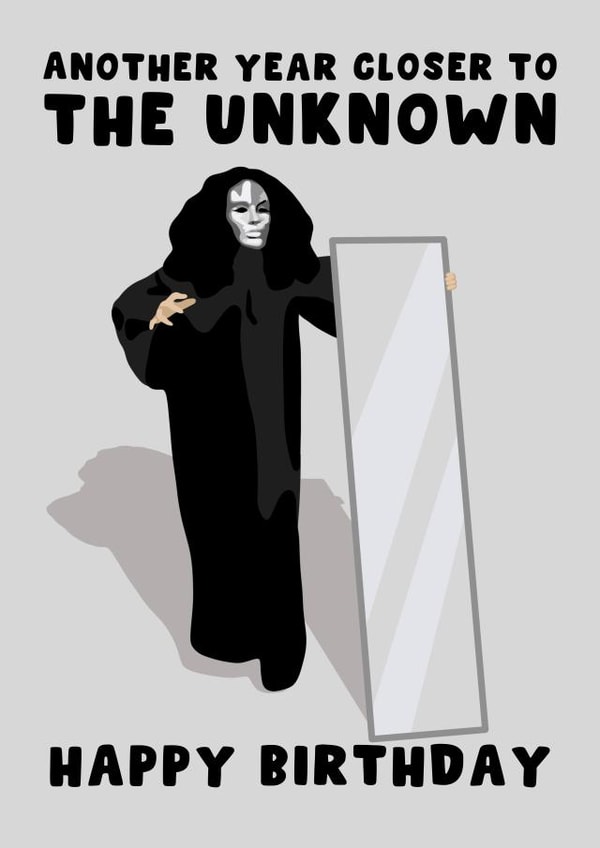 Happy Birthday Willy Wonka Experience Card - Another Year Closer To The Unknown created by Pink Peach Cards