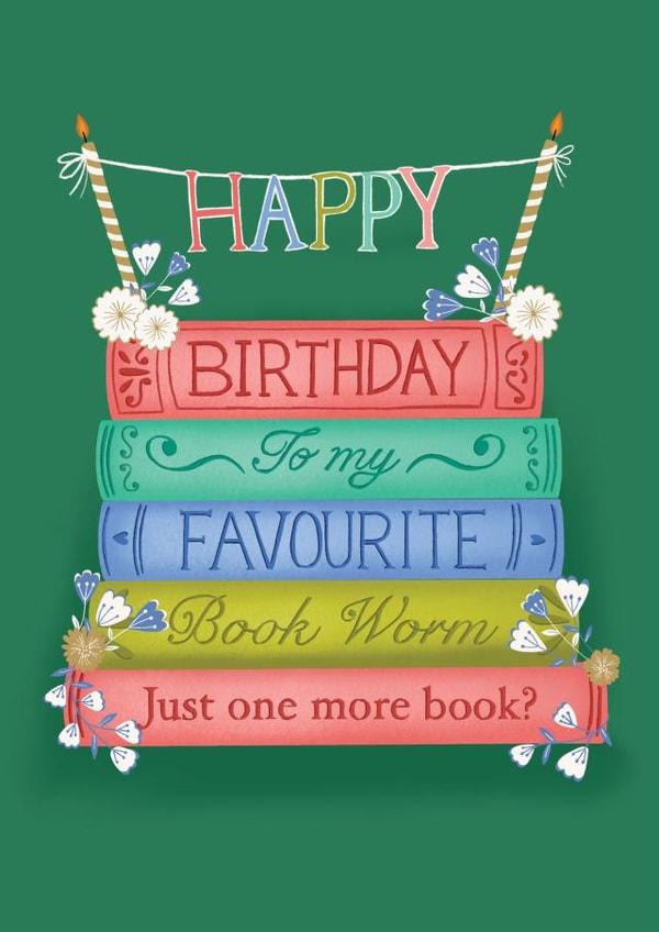 Cute Birthday Card - For Her - for your Favourite Book Worm created by Nisha Limbachia