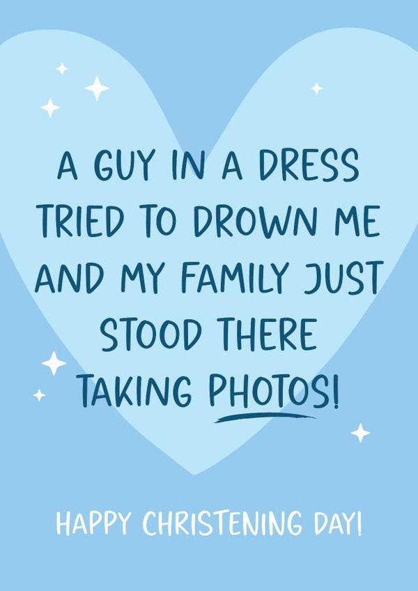 Funny Christening Card - for Baby Boy - Christening Day - From Family created by Tiger Feet Creations