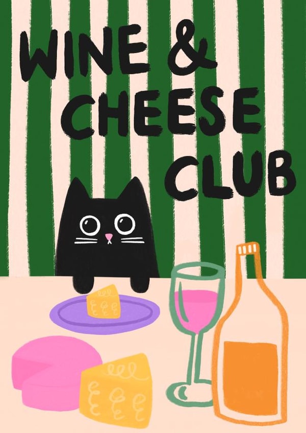 Cute Arty Card - Wine and Cheese Club created by The Paper Tail 