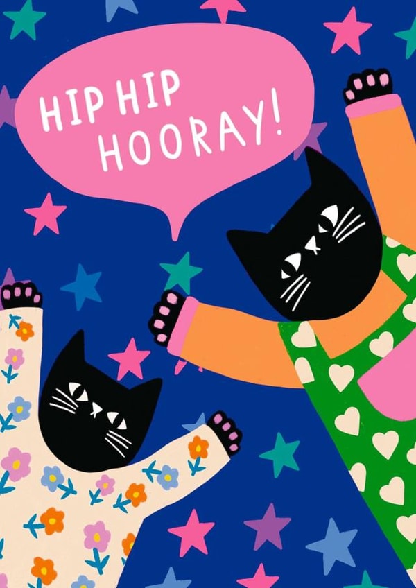 Cute Birthday Card - Party Cats - Hip Hip Hooray created by The Paper Tail 