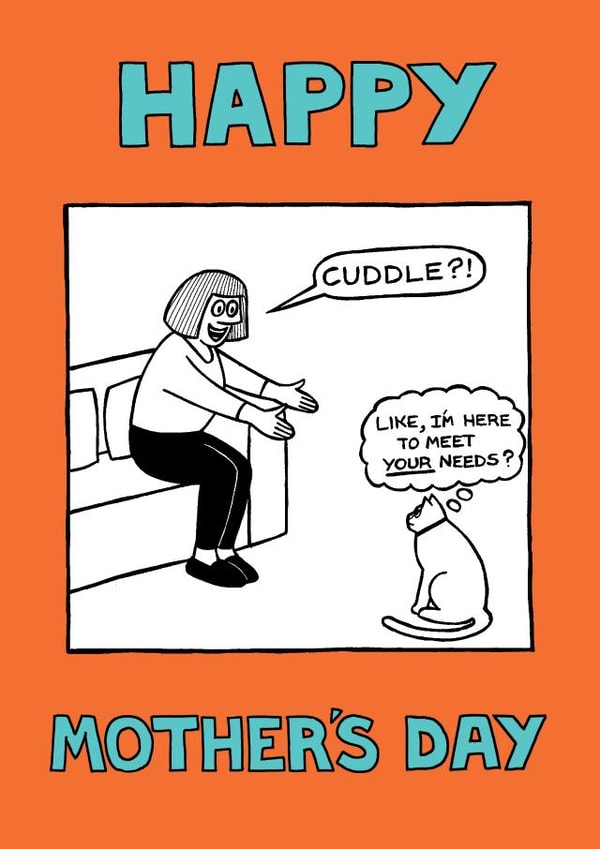 Funny Mother's Day Card - From a Sassy Cat - for a Devoted Cat Mum created by On The Prowl Cat Cartoons
