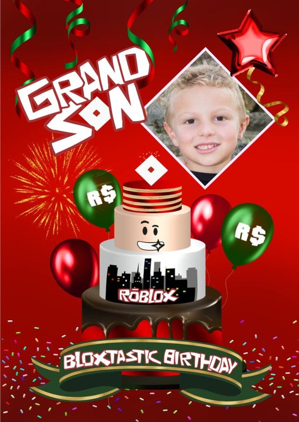 Cute Birthday Photo Card - For Grandson - Roblox created by Kerrylovescards