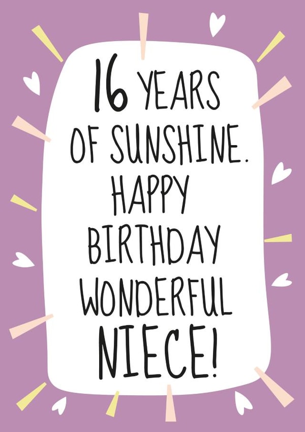 Cute 16th Birthday Card - For Wonderful Nieces! created by Amy Munro