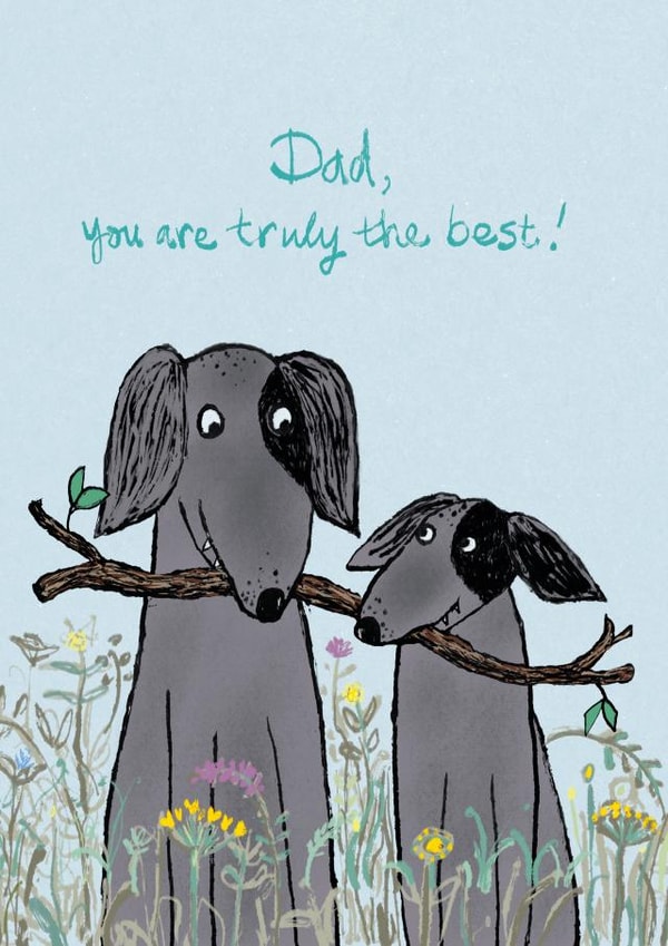 Cute Father's Day card - Truly the Best - Dog and Pup created by Paper Bird
