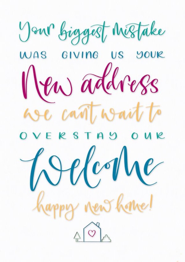 Funny new home card for friends created by Magpie Designs UK