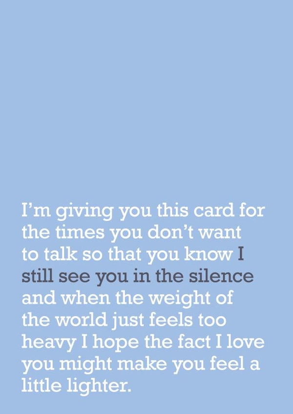 Heartfelt Thinking of You Card - See You In Silence created by The Right Lines