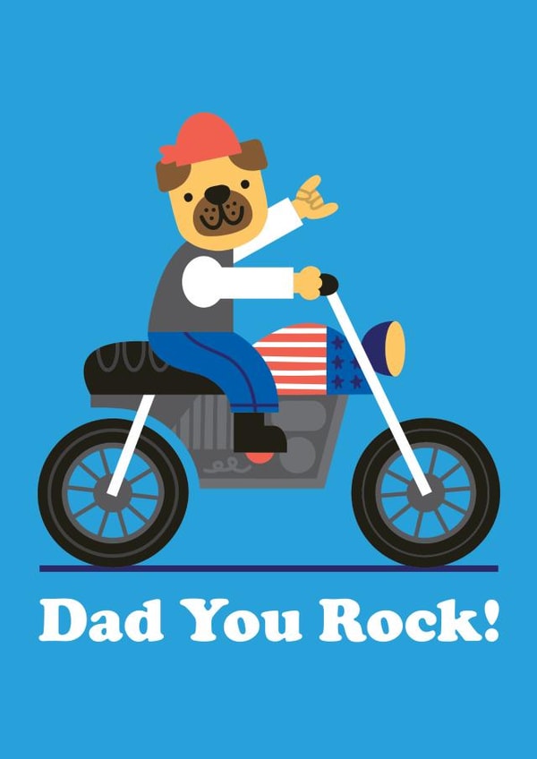 Cute Father's Day Card - Motorcycle - Dad You Rock! created by Studio Boketto
